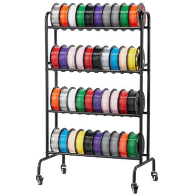 VEVOR Filament Lagerregal, 4 Ebenen, 750 x 455 x 1230 mm, Filamentspulenhalter, Metallregal mit Rädern, 3D-Druckerzubehör Organizer für 3D-Druckstudio, Büro, Werkstatt, Garage, Schwarz VEVOR Filament Lagerregal, 4 Ebenen, 750 x 455 x 1230 mm, Filamentspulenhalter, Metallregal mit Rädern, 3D-Druckerzubehör Organizer für 3D-Druckstudio, Büro, Werkstatt, Garage, Schwarz