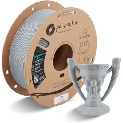 Polymaker HT-PLA Filament 1,75 mm, Grau, Hochtemperatur-PLA für 3D-Druck, hitzebeständig bis 150 °C, einfach zu drucken, funktioniert mit den meisten FDM-Druckern, 1-kg-Spule Polymaker HT-PLA Filament 1,75 mm, Grau, Hochtemperatur-PLA für 3D-Druck, hitzebeständig bis 150 °C, einfach zu drucken, funktioniert mit den meisten FDM-Druckern, 1-kg-Spule