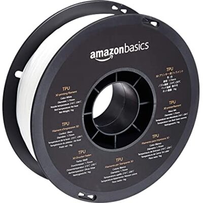 Amazon 3D-Drucker-Filament aus TPU-Kunststoff, 1.75 mm, 1-kg-Spule, Weiß Amazon 3D-Drucker-Filament aus TPU-Kunststoff, 1.75 mm, 1-kg-Spule, Weiß