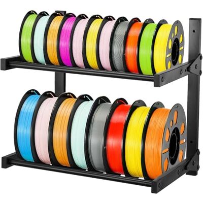 VEVOR Filament Lagerregal mit 2 Ebenen zur Wandmontage, 445 x 290 x 425 mm, Filamentspulenhalter auf Rädern, 3D-Druckerzubehör Organizer für 3D-Druckstudio, Büro, Werkstatt, Schwarz VEVOR Filament Lagerregal mit 2 Ebenen zur Wandmontage, 445 x 290 x 425 mm, Filamentspulenhalter auf Rädern, 3D-Druckerzubehör Organizer für 3D-Druckstudio, Büro, Werkstatt, Schwarz