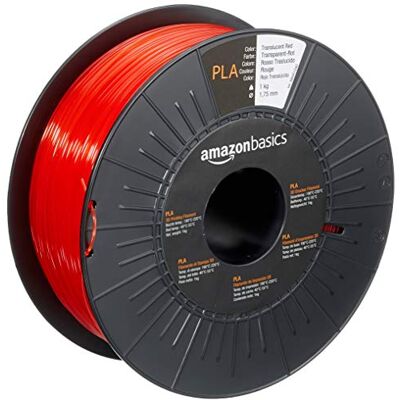 Amazon 3D-Drucker-Filament aus PLA-Kunststoff, 1.75 mm, durchscheinendes Rot, 1-kg-Spule Amazon 3D-Drucker-Filament aus PLA-Kunststoff, 1.75 mm, durchscheinendes Rot, 1-kg-Spule