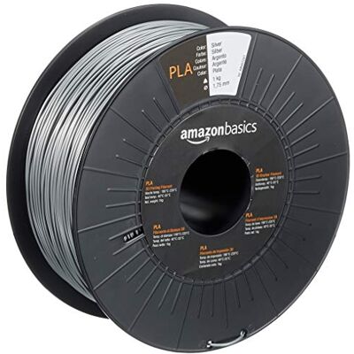 Amazon 3D-Drucker-Filament aus PLA-Kunststoff, 1.75 mm, Silberfarben, 1-kg-Spule Amazon 3D-Drucker-Filament aus PLA-Kunststoff, 1.75 mm, Silberfarben, 1-kg-Spule