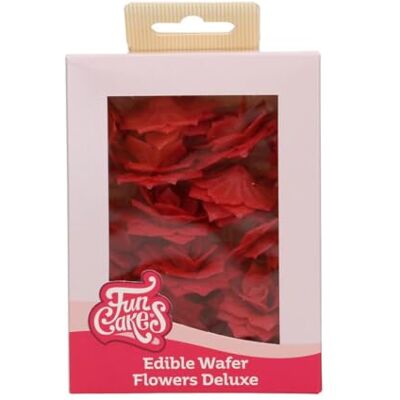 FunCakes Edible Wafer Flowers Essbare Blumen, Rose Rosalia Red, 15 Stück FunCakes Edible Wafer Flowers Essbare Blumen, Rose Rosalia Red, 15 Stück