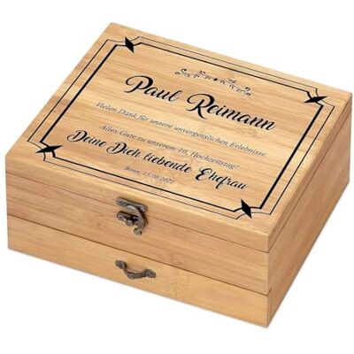 Maverton 8er Weinöffner-Set personalisiert, Bambus Weinset Sommelier Set Weinset Sommelier Set, Geschenkbox Holzbox + 8er Weinzubehörset, Geschenk zum Geburtstag für Männer Maverton 8er Weinöffner-Set personalisiert, Bambus Weinset Sommelier Set Weinset Sommelier Set, Geschenkbox Holzbox + 8er Weinzubehörset, Geschenk zum Geburtstag für Männer