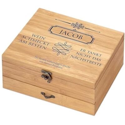 Maverton 8er Weinöffner-Set personalisiert, Bambus Weinset Sommelier Set Geschenkbox Holzbox + 8er Weinzubehörset, aus Bambus, Braun, Geschenk zum Geburtstag für Männer Maverton 8er Weinöffner-Set personalisiert, Bambus Weinset Sommelier Set Geschenkbox Holzbox + 8er Weinzubehörset, aus Bambus, Braun, Geschenk zum Geburtstag für Männer