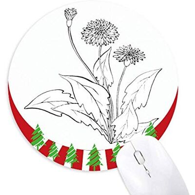 Schwarzweiß Löwenzahn Blumen Pflanzen rund Gummi Maus Pad Weihnachtsdekoration Schwarzweiß Löwenzahn Blumen Pflanzen rund Gummi Maus Pad Weihnachtsdekoration