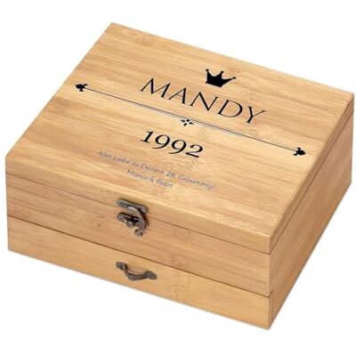 Maverton 8er Weinöffner-Set personalisiert, Bambus Weinset Sommelier Set Geschenkbox Holzbox + 8er Weinzubehörset, aus Bambus, Geschenk zum Geburtstag für Männer Maverton 8er Weinöffner-Set personalisiert, Bambus Weinset Sommelier Set Geschenkbox Holzbox + 8er Weinzubehörset, aus Bambus, Geschenk zum Geburtstag für Männer