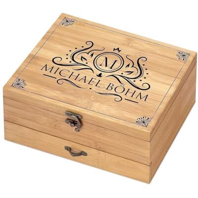 Maverton 8er Weinöffner-Set personalisiert, Bambus Weinset Sommelier Set Geschenkbox Holzbox + 8er Weinzubehörset, aus Bambus, Weihnachtsgeschenke, Braun, Geschenk zum Geburtstag für Männer Maverton 8er Weinöffner-Set personalisiert, Bambus Weinset Sommelier Set Geschenkbox Holzbox + 8er Weinzubehörset, aus Bambus, Weihnachtsgeschenke, Braun, Geschenk zum Geburtstag für Männer