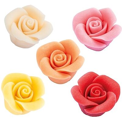 Günthart 48 Stück Marzipan Rosen klein, Größe 57 x 18 mm, rot, rosa, gelb, weiss, orange für Hochzeitstorten Günthart 48 Stück Marzipan Rosen klein, Größe 57 x 18 mm, rot, rosa, gelb, weiss, orange für Hochzeitstorten