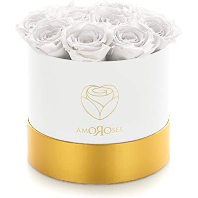 Amoroses 12 echte stabilisierte Rosen halten jahrelang Originelle Geschenkidee Eleganter Blumenstrauß für Geburtstag, Hochschulabschluss und besondere Anlässe (Weiße Schachtel mit weißen Rosen) Amoroses 12 echte stabilisierte Rosen halten jahrelang Originelle Geschenkidee Eleganter Blumenstrauß für Geburtstag, Hochschulabschluss und besondere Anlässe (Weiße Schachtel mit weißen Rosen)