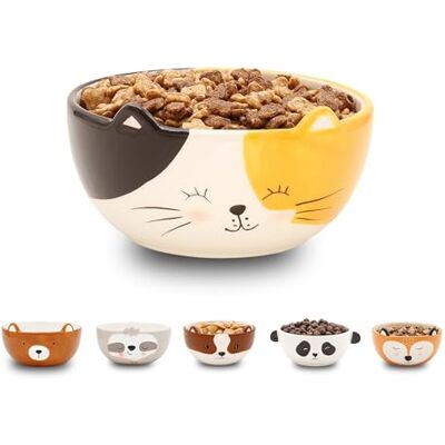Winkee Müslischale Kinder Katze kleine Keramik Schüssel Süße Bowl im Tierdesign für Müsli, Snacks und Desserts, originelle Schale für Kinder und Tierliebhaber Winkee Müslischale Kinder Katze kleine Keramik Schüssel Süße Bowl im Tierdesign für Müsli, Snacks und Desserts, originelle Schale für Kinder und Tierliebhaber