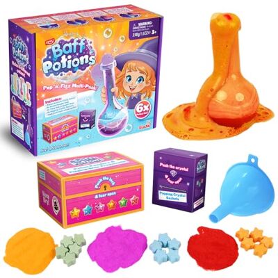 ZIMPLI Baff Potions, Mix 6 Magical Potions That Fizz, Explode and Colour The Water, Science & Educational Bath Bombs Experiment Kit, Birthday, Xmas Gift for Boys & Girls ZIMPLI Baff Potions, Mix 6 Magical Potions That Fizz, Explode and Colour The Water, Science & Educational Bath Bombs Experiment Kit, Birthday, Xmas Gift for Boys & Girls