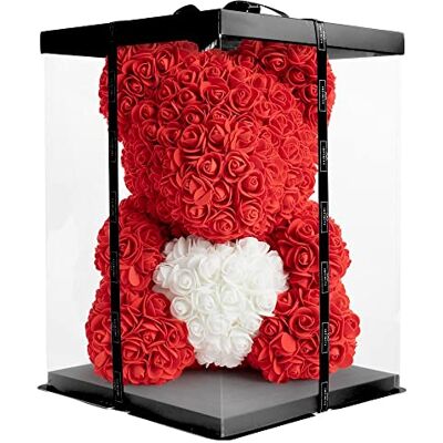 Infinity Rosenbär Rot 40 cm mit Herz – Handgefertigter Bär mit Geschenkbox & über 600 duftenden 3D-Rosen – Geschenk für Frauen, Geburtstag oder Jahrestag Infinity Rosenbär Rot 40 cm mit Herz – Handgefertigter Bär mit Geschenkbox & über 600 duftenden 3D-Rosen – Geschenk für Frauen, Geburtstag oder Jahrestag