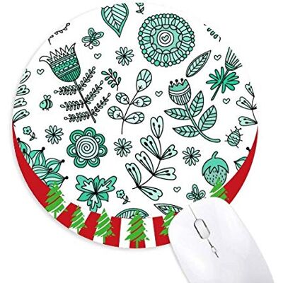 Grüne Blumen Blätter Zeichnung Pflanzen rund Gummi Maus Pad Weihnachtsdekoration Grüne Blumen Blätter Zeichnung Pflanzen rund Gummi Maus Pad Weihnachtsdekoration