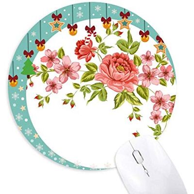 Rote Rosen Muster Blumen Pflanzen Maus Pad Jingling Bell Round Rubber Mat Rote Rosen Muster Blumen Pflanzen Maus Pad Jingling Bell Round Rubber Mat