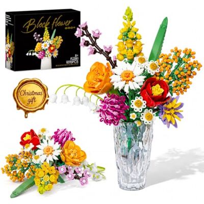 KOJAYHOL Blumenstrauß Bausatz, 1070 Stück Blumen Bauspielzeugset 10 Künstliche Blumen für Flowers, Botanical Kollektion Bauklötze, Geschenke zum Valentinstag, Geburtstag, Muttertag, Vase Nicht Enthalten KOJAYHOL Blumenstrauß Bausatz, 1070 Stück Blumen Bauspielzeugset 10 Künstliche Blumen für Flowers, Botanical Kollektion Bauklötze, Geschenke zum Valentinstag, Geburtstag, Muttertag, Vase Nicht Enthalten