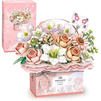 Genruron Blumenstrauß Bausteine, 1212 Teilige Simulation Rosen Bonsai Bausatz Kit, Blumenstrauß Bauspielzeugsets Künstliche Blumen with Handheld Geschenkbox Geschenk für Erwachsene Kinder (Rosa) Genruron Blumenstrauß Bausteine, 1212 Teilige Simulation Rosen Bonsai Bausatz Kit, Blumenstrauß Bauspielzeugsets Künstliche Blumen with Handheld Geschenkbox Geschenk für Erwachsene Kinder (Rosa)