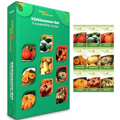 Deine Gartenwelt Kürbis Samen Set – 9 Sorten Kürbissamen – Anzuchtset für Kürbisse – Hokkaido, Butternut, Flaschenkürbis & Spaghettikürbis Samen – Kürbis Pflanzen – Ideal als Geschenkset – 5er Pack Deine Gartenwelt Kürbis Samen Set – 9 Sorten Kürbissamen – Anzuchtset für Kürbisse – Hokkaido, Butternut, Flaschenkürbis & Spaghettikürbis Samen – Kürbis Pflanzen – Ideal als Geschenkset – 5er Pack