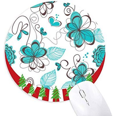 Moderne Kunst Aquamarin Blumen Pflanzen rund Gummi Maus Pad Weihnachtsdekoration Moderne Kunst Aquamarin Blumen Pflanzen rund Gummi Maus Pad Weihnachtsdekoration