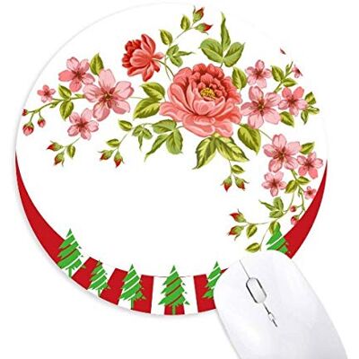 Rote Rosen Muster Blumen Pflanzen rund Gummi Maus Pad Weihnachtsdekoration Rote Rosen Muster Blumen Pflanzen rund Gummi Maus Pad Weihnachtsdekoration