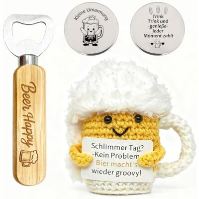 ZUMIKO 3-teiliges Gestrickte Bierbecher Emotional Support Bier Geschenkset 1 Handgestrickte Bierpuppe, 1 Flaschenöffner & 1 Glücksbringer Münze, Anti Stress Gestrickte Pocket Hug Geschenke für Männer ZUMIKO 3-teiliges Gestrickte Bierbecher Emotional Support Bier Geschenkset 1 Handgestrickte Bierpuppe, 1 Flaschenöffner & 1 Glücksbringer Münze, Anti Stress Gestrickte Pocket Hug Geschenke für Männer