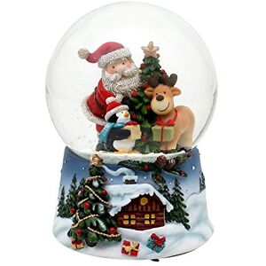 Dekohelden24 Schneekugel Santa mit Rentier und Pinguin auf blauem Sockel mit Weihnachtliche Winterlandschaft und Spielwerk, Melodie: White Christmas, Maße H/B/Ø Kugel: 14,5 x 10,5 cm Ø 10 cm. Dekohelden24 Schneekugel Santa mit Rentier und Pinguin auf blauem Sockel mit Weihnachtliche Winterlandschaft und Spielwerk, Melodie: White Christmas, Maße H/B/Ø Kugel: 14,5 x 10,5 cm Ø 10 cm.