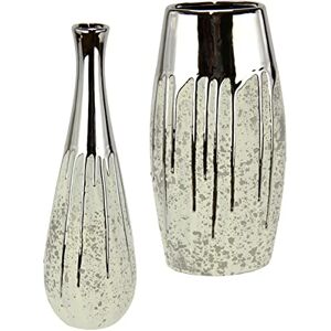 I.GE.A. Weiße Keramikvase Set - 11x34 cm für Trockenblumen & Dekoration I.GE.A. Weiße Keramikvase Set - 11x34 cm für Trockenblumen & Dekoration