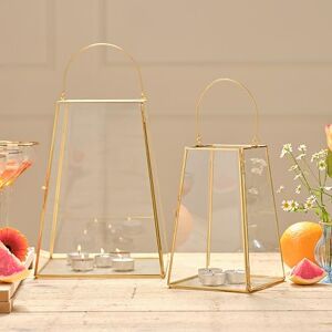 Ginger Ray 2er Set Kerzenhalter aus Glas mit Goldrand Elegantes großes und kleines Set für Hochzeit oder Zuhause Ginger Ray 2er Set Kerzenhalter aus Glas mit Goldrand Elegantes großes und kleines Set für Hochzeit oder Zuhause