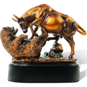MEPERPER Bronze Electroplated Resin Bull & Bear Sculpture Statue 10" W X 9.5" H by BullMarketGifts MEPERPER Bronze Electroplated Resin Bull & Bear Sculpture Statue 10" W X 9.5" H by BullMarketGifts