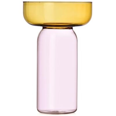 Ichendorf Milano Zylindrische Vase, Kollektion Aura, Bernstein und Rosa, H31 cm, Borosilikatglas, handgefertigt Ichendorf Milano Zylindrische Vase, Kollektion Aura, Bernstein und Rosa, H31 cm, Borosilikatglas, handgefertigt
