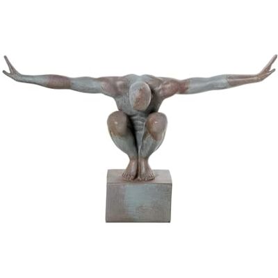 DRW Figur eines Turners aus Harz in Grau und Braun, 49 x 17 x 33 cm DRW Figur eines Turners aus Harz in Grau und Braun, 49 x 17 x 33 cm
