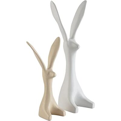 DRW Kaninchen, modernes Design, Keramik, Set mit 2 Figuren, 13 x 10 x 31 cm, groß DRW Kaninchen, modernes Design, Keramik, Set mit 2 Figuren, 13 x 10 x 31 cm, groß