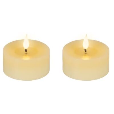 Lumineo LED Kerzen 6x7,5cm Timer Wachs 2 Stk. Flacker-Effekt Creme Warmweiß Timerfunktion Echtwachskerze batteriebetrieben Realistische Docht-Teelicht mit Flacker-Effekt Wachskerze Stumpenkerze Lumineo LED Kerzen 6x7,5cm Timer Wachs 2 Stk. Flacker-Effekt Creme Warmweiß Timerfunktion Echtwachskerze batteriebetrieben Realistische Docht-Teelicht mit Flacker-Effekt Wachskerze Stumpenkerze