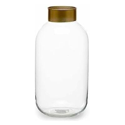 Gift Decor Transparent Gyllen Glasvase - 14,5x29,5x14,5cm - Vase Gift Decor Transparent Gyllen Glasvase - 14,5x29,5x14,5cm - Vase