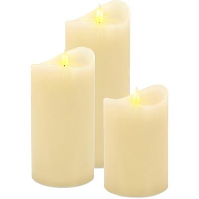 Spetebo LED Echtwachskerze warm weiß mit Timer 3er Set 10/12 / 15 cm Künstliche Kerzen mit Flacker Effekt Batterie betrieben Weihnachten Advent Winter Deko Beleuchtung Kerze flammenlos Spetebo LED Echtwachskerze warm weiß mit Timer 3er Set 10/12 / 15 cm Künstliche Kerzen mit Flacker Effekt Batterie betrieben Weihnachten Advent Winter Deko Beleuchtung Kerze flammenlos
