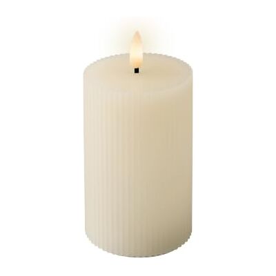Lumineo LED Kerze 7x13,5cm mit Timer gerillt Wachs Creme / Warmweiß mit Rillen Echtwachskerze batteriebetrieben Wachskerze Stumpenkerze Lumineo LED Kerze 7x13,5cm mit Timer gerillt Wachs Creme / Warmweiß mit Rillen Echtwachskerze batteriebetrieben Wachskerze Stumpenkerze