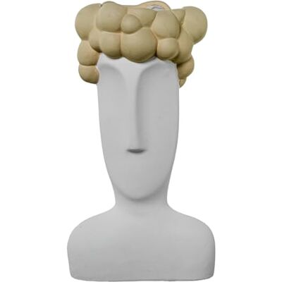 DRW Vase aus Keramik, Weiß und Creme, 18 x 15 x 34 cm DRW Vase aus Keramik, Weiß und Creme, 18 x 15 x 34 cm