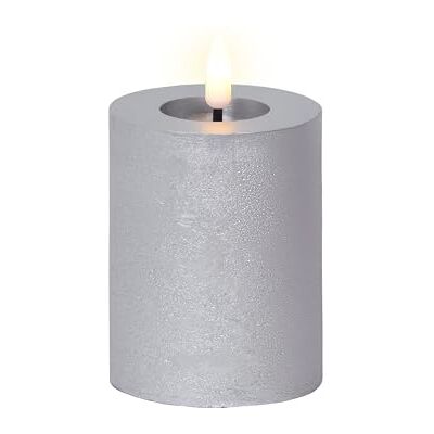 Lumineo LED Kerze mit Timerfunktion 7x11cm Wachs flackernde Flamme Effekt Echtwachskerze batteriebetrieben Wachskerze Stumpenkerze Rustik Silber Warmweiß Lumineo LED Kerze mit Timerfunktion 7x11cm Wachs flackernde Flamme Effekt Echtwachskerze batteriebetrieben Wachskerze Stumpenkerze Rustik Silber Warmweiß