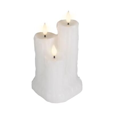 Lumineo LED Tropfkerze mit 3 Kerzenkörpern aus Wachs 18,5x11cm weiß Flacker Effekt warmweiß Batteriebetriebene Wachskerze Tischdeko Weihnachtsdeko Wohnraumdeko Lumineo LED Tropfkerze mit 3 Kerzenkörpern aus Wachs 18,5x11cm weiß Flacker Effekt warmweiß Batteriebetriebene Wachskerze Tischdeko Weihnachtsdeko Wohnraumdeko