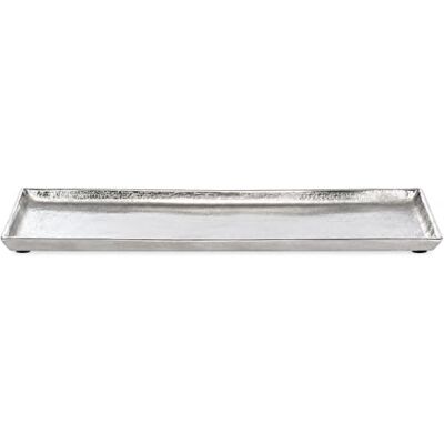 Brandsseller Deko-Tablett 44,5x12,5 cm Deko-Teller Dekoschale Aluminium RAW Optik Silbern Rechteckig Brandsseller Deko-Tablett 44,5x12,5 cm Deko-Teller Dekoschale Aluminium RAW Optik Silbern Rechteckig