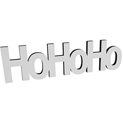 Melis Deko-Schriftzug Hohoho – Weihnachten Weihnachts-deko aus Holz in weiß – 20cm Melis Deko-Schriftzug Hohoho – Weihnachten Weihnachts-deko aus Holz in weiß – 20cm