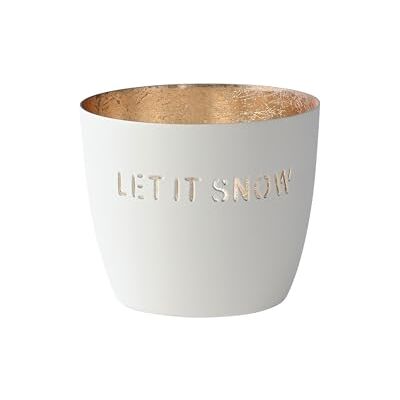 Gift Company Madras, Windlicht, M, Motiv: Let it snow, weiß/gold, H8,5cm, D10cm Gift Company Madras, Windlicht, M, Motiv: Let it snow, weiß/gold, H8,5cm, D10cm