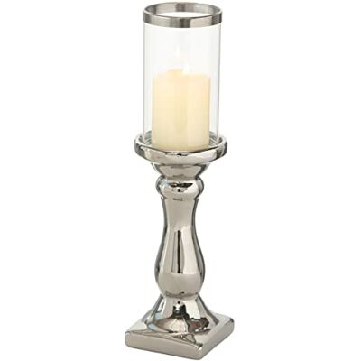 BOLTZE Windlicht Kerzenständer Maseru Silber H36 cm Steingut BOLTZE Windlicht Kerzenständer Maseru Silber H36 cm Steingut