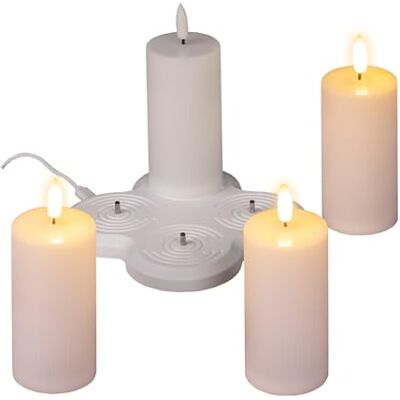 Spetebo LED Kerze warm weiß aufladbar mit Ladestation 4er Set 10 x 5 cm Künstliche Stumpenkerze mit Flackereffekt Akku betrieben Deko Licht für Weihnachten Advent Hochzeit Geburtstag Kerze flammenlos Spetebo LED Kerze warm weiß aufladbar mit Ladestation 4er Set 10 x 5 cm Künstliche Stumpenkerze mit Flackereffekt Akku betrieben Deko Licht für Weihnachten Advent Hochzeit Geburtstag Kerze flammenlos