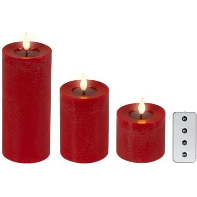 Lumineo LED Kerzen 11-19cm mit Timer Wachs 3 Stück Rot Warmweiß Flackernde Flamme Effekt Echtwachskerze batteriebetrieben Wachskerze Stumpenkerze Rot Lumineo LED Kerzen 11-19cm mit Timer Wachs 3 Stück Rot Warmweiß Flackernde Flamme Effekt Echtwachskerze batteriebetrieben Wachskerze Stumpenkerze Rot