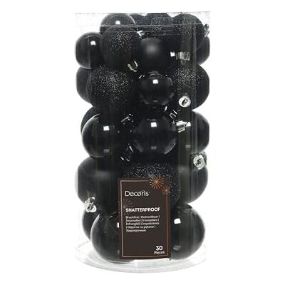 Kaemingk Christmas Decorations PERAGASHOP 30er Set Kunststoff Weihnachtskugeln Mix Schwarz // 30 Stück Weihnachtsbaumkugeln schwarz Sortiert Weihnachtsbaum, Dekokugeln (schwarz) Kaemingk Christmas Decorations PERAGASHOP 30er Set Kunststoff Weihnachtskugeln Mix Schwarz // 30 Stück Weihnachtsbaumkugeln schwarz Sortiert Weihnachtsbaum, Dekokugeln (schwarz)