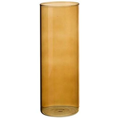 DRW Vase aus Glas, verlängert, gelb, 10 x 10 x 27 cm DRW Vase aus Glas, verlängert, gelb, 10 x 10 x 27 cm