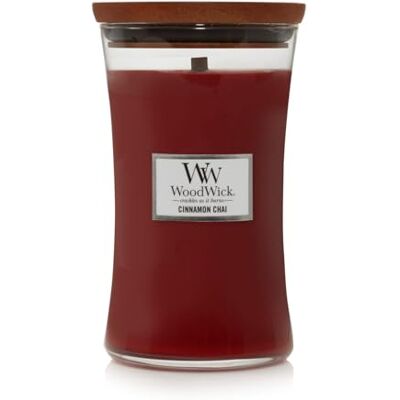 WoodWick Große Sanduhr-Duftkerze Cinnamon Chai mit knisterndem Docht Brenndauer: bis zu 130 Stunden WoodWick Große Sanduhr-Duftkerze Cinnamon Chai mit knisterndem Docht Brenndauer: bis zu 130 Stunden