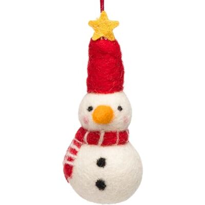 SIKORA Filz Anhänger hangemachter Christbaumschmuck aus Wollfilz Deko Figur Weihnachten Ornament Handmade in Nepal, Farbe:Schneemann mit Hut 11cm FZ40 SIKORA Filz Anhänger hangemachter Christbaumschmuck aus Wollfilz Deko Figur Weihnachten Ornament Handmade in Nepal, Farbe:Schneemann mit Hut 11cm FZ40