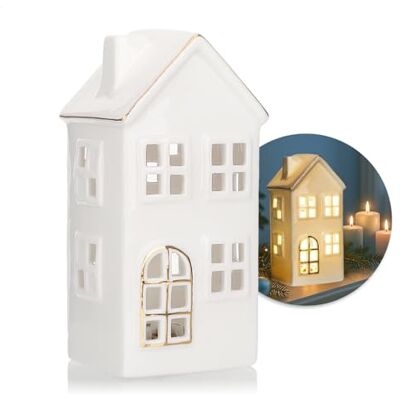 com-four ® LED-Haus aus Porzellan, batteriebetriebenes Leuchthaus weißes glänzendes Deko-Lichthäuschen für Winter und Weihnachtsdekoration com-four ® LED-Haus aus Porzellan, batteriebetriebenes Leuchthaus weißes glänzendes Deko-Lichthäuschen für Winter und Weihnachtsdekoration
